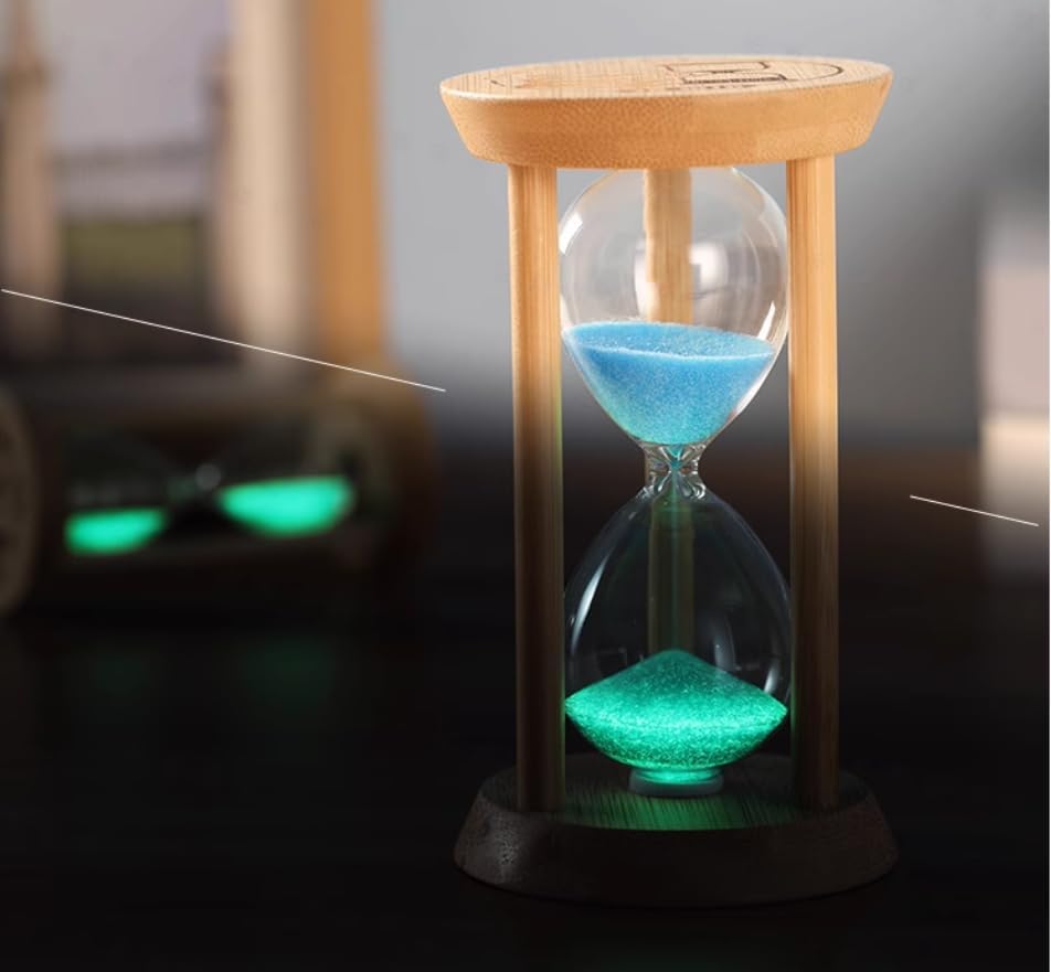 Mini Wooden Sand Timers,100% Bamboo Hourglass Sand Timers 1Min Sandglass Timer for Toothbrush Timer Games Classroom Home Office Cooking(Blue+1Min)