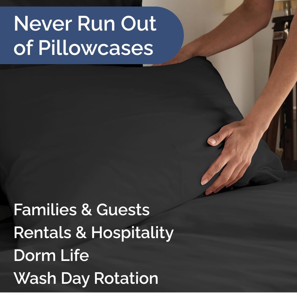 Standard Pillow Cases Set of 10 - Ultra Soft Hotel Quality Pillowcase Covers - Comfy, Cozy & Wrinkle Free - Shrink, Stain and Fade Resistant - Machine Washable Pillow Protectors - 10 Pcs Set - White - Colors B
