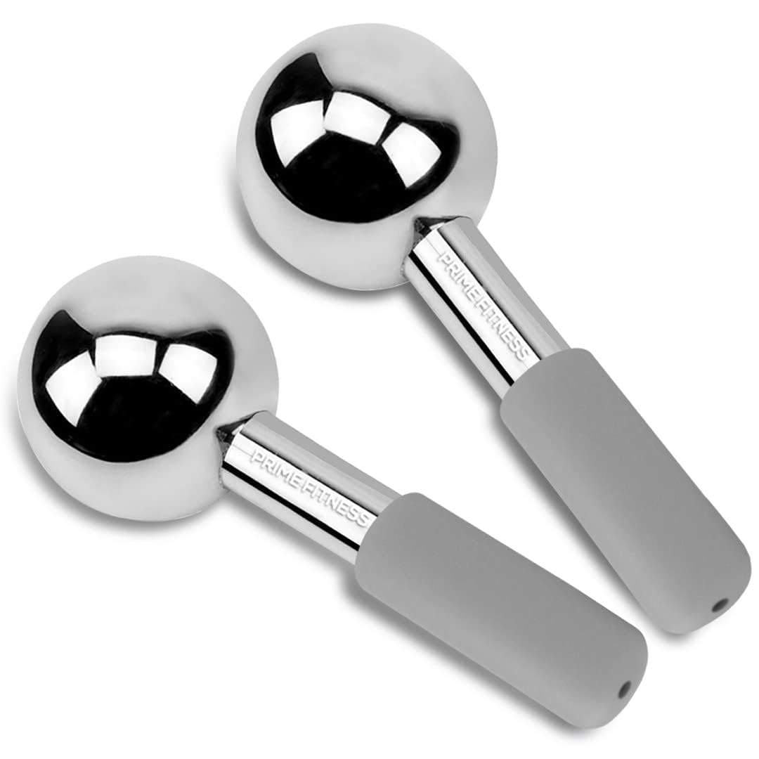 Ice Globes for Facials | Unbreakable Steel Cooling Roller | Cryo Sticks for Face | Massager for Face Neck & Eyes | Skin Care for Dark Circles, Puffiness, Wrinkles, Collagen Production (White)