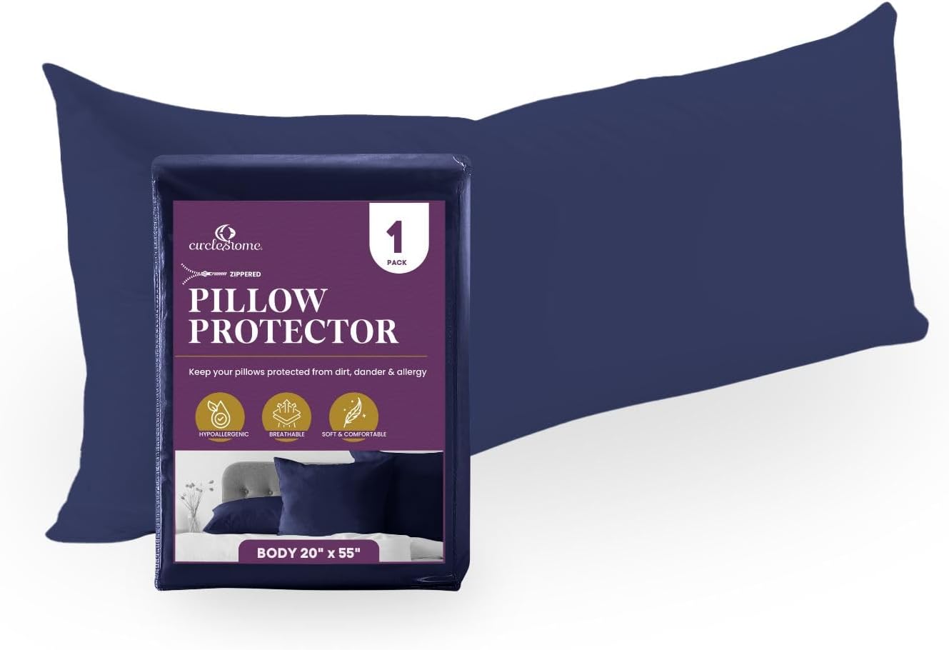 CirclesHome Pillow Protectors 4 Pack Standard Zippered - 100% Cotton Breathable Pillowcases - Protects Pillows from Dirt, Dust and Debri (Standard - Set of 4 - 20x26)