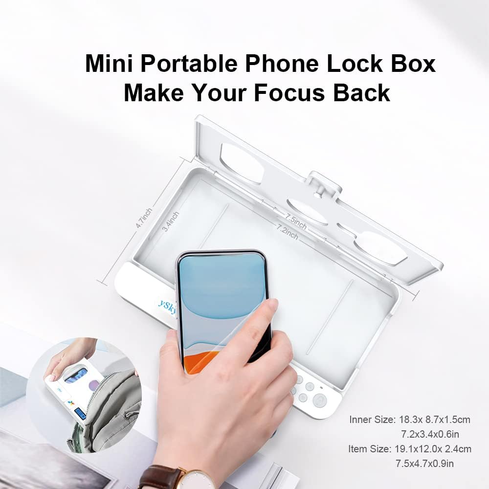 ySky Phone Lock Box with Timer,Phone Access Blocker Device for Cell Phones, Limits Smartphone Access, Reduces Screen Time & Improves Focus,Timed Jail Locker to Help Kids,Students, Adults Focus Back