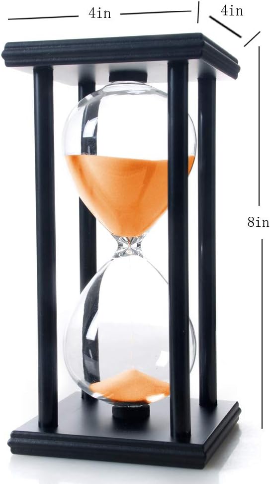 60 Minutes Hourglass, Wood Sand Timer, White | 4 x 4 x 8 inch Sand Clock