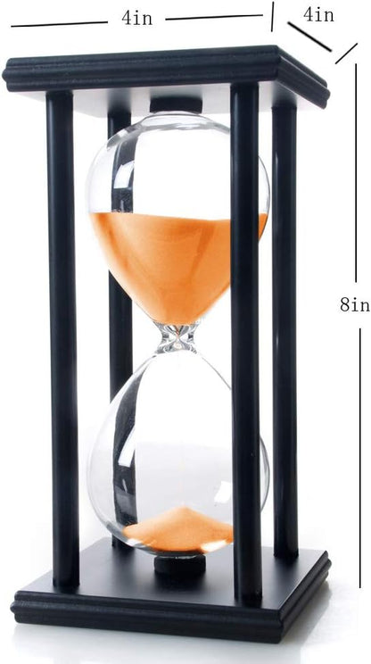 60 Minutes Hourglass, Wood Sand Timer, White | 4 x 4 x 8 inch Sand Clock