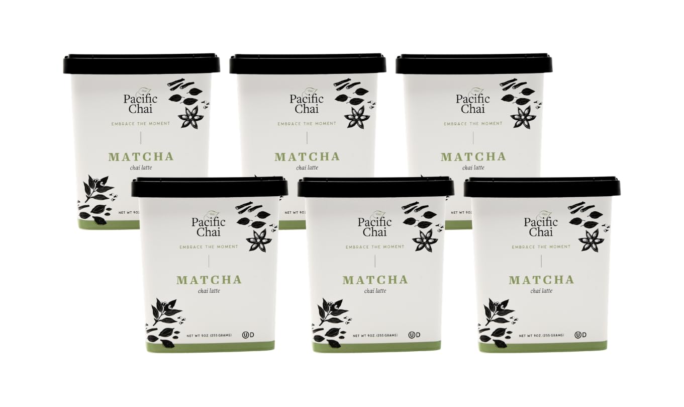Pacific Chai Matcha Chai Latte Mix, Instant Matcha Tea Latte Drink Mix, Gluten Free, Kosher Certified Powder Beverage, Café Style Latte, 9 Oz (Pack of 1)