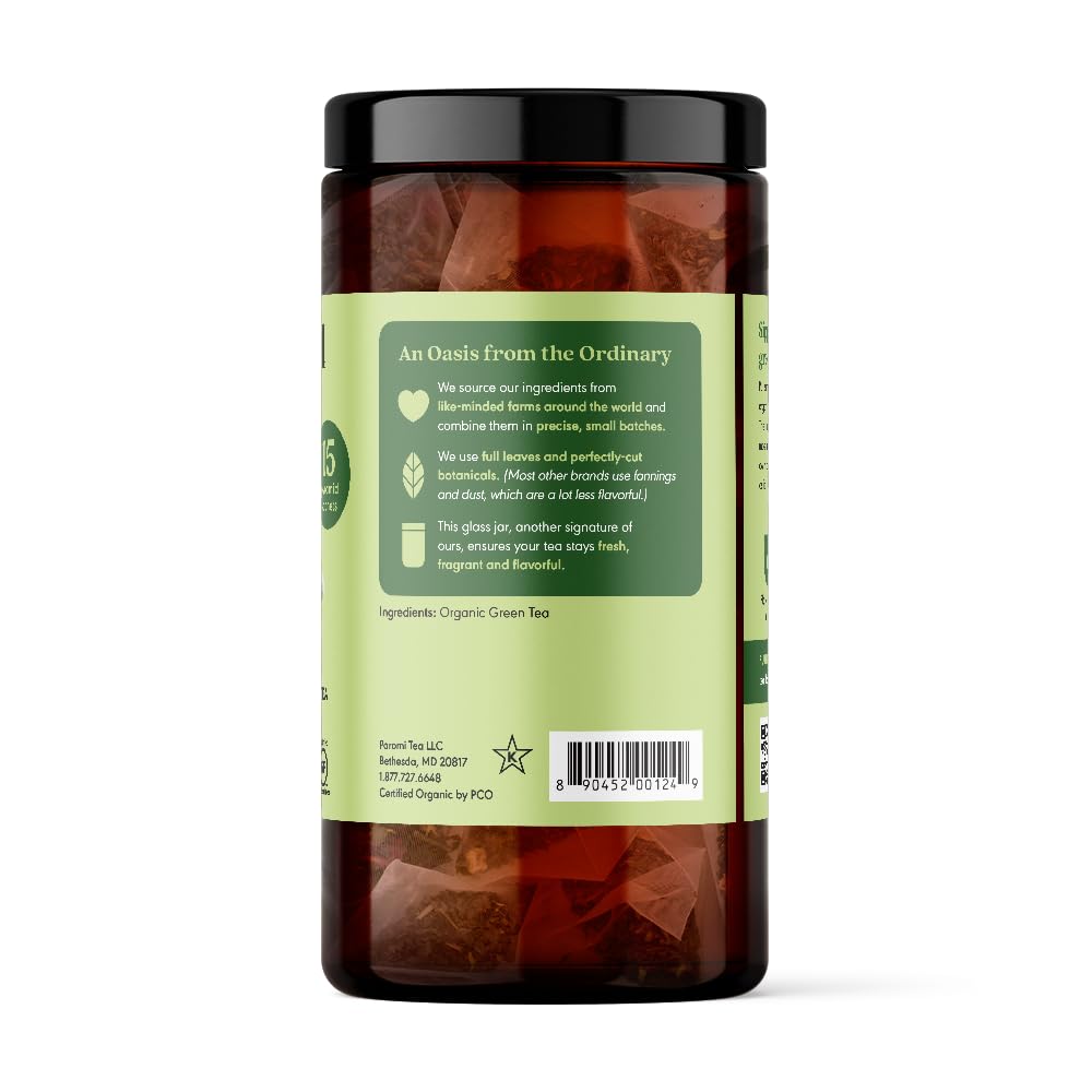 Paromi Chamomile Lavender Rooibos Organic Tea, Signature Jar, 15 Count