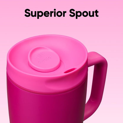 Owala SmoothSip Slider Insulated Stainless Steel Coffee Tumbler, Reusable Iced Coffee Cup, Hot Coffee Travel Mug, BPA Free 12 oz, Pink (Pucker Up)