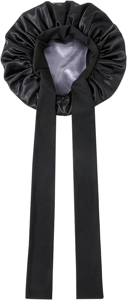 GDTOGRT Satin Silk Bonnet for Sleeping Women - Double Layer Sleep Hair Bonnets Caps for Curly Braid Hair with Tie Band
