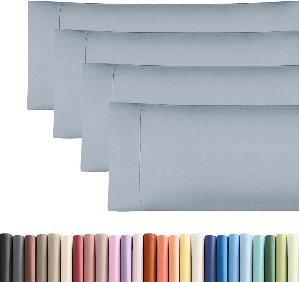 Standard Pillow Cases Set of 10 - Ultra Soft Hotel Quality Pillowcase Covers - Comfy, Cozy & Wrinkle Free - Shrink, Stain and Fade Resistant - Machine Washable Pillow Protectors - 10 Pcs Set - White - Colors B