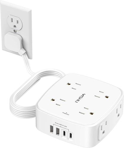 YISHU 6Ft Surge Protector Power Strip with 8 Widely Outlets & 4 USB Ports