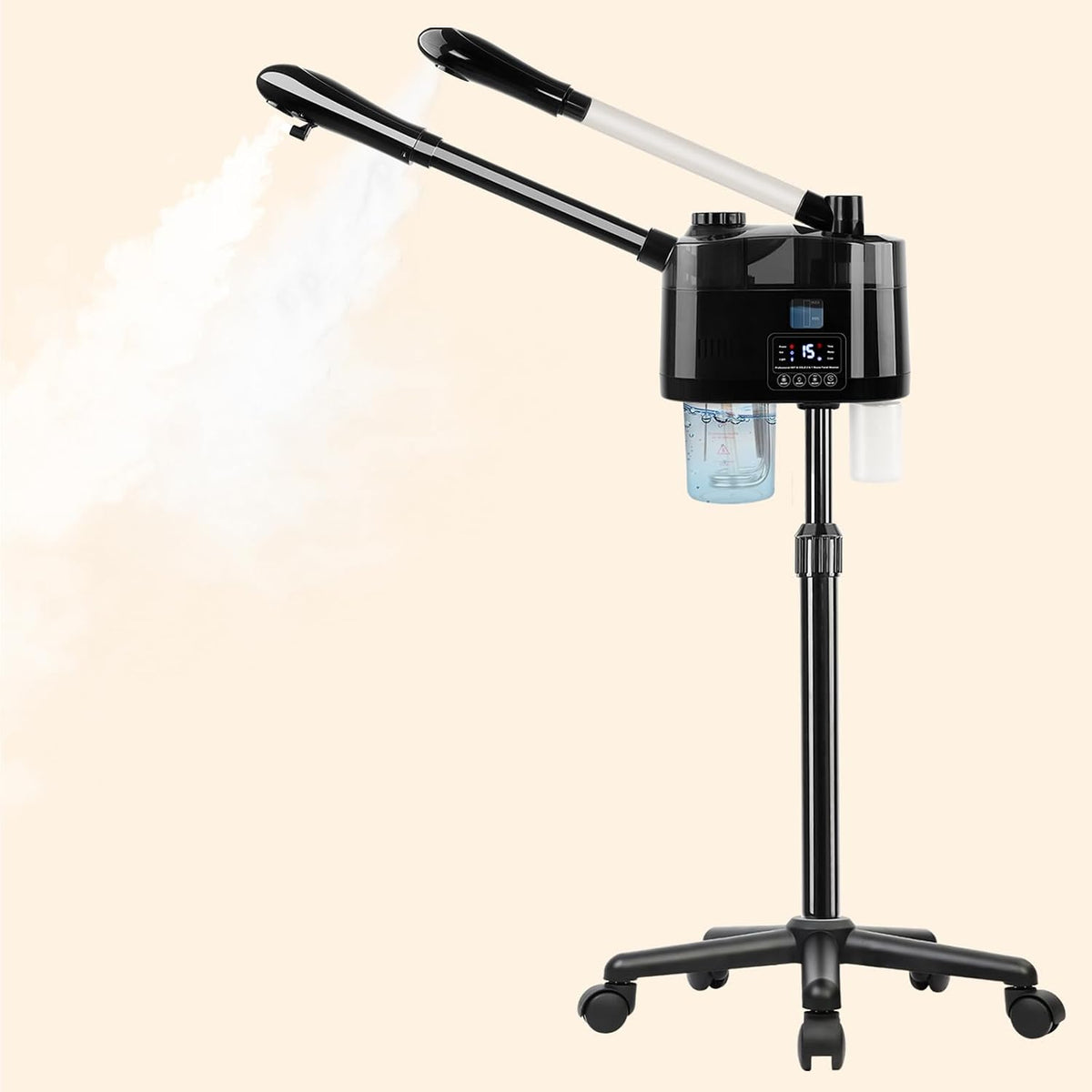 Professional Facial Steamer More Steam,Spa Face Steamer on Wheels(White)