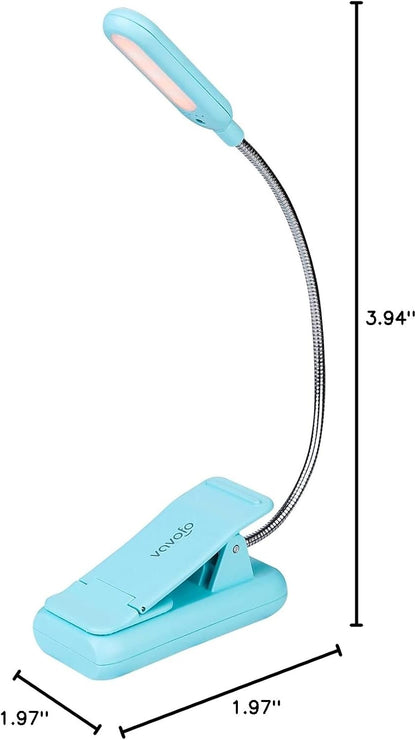 VAVOFO Amber Rechargeable Reading Light, Blue Light Blocking Book Light, 7 LEDs Eye Care 9 Colors 9 Brightness Clip On for Kids Bookworms Reading in Bed with Power Indicator Lasting 70h (Black)