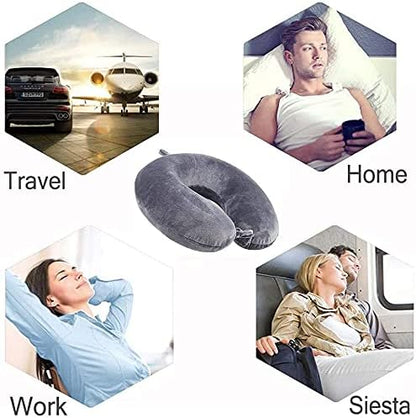 GDEOUP Travel Pillow 100% Pure Comfortable U Shape Memory Foam Pillows Neck and Head Support Portable Travel Neck Pillow Suitable for Planes Airplane for Traveling,Train,Self-Drivingng Car,(Grey)