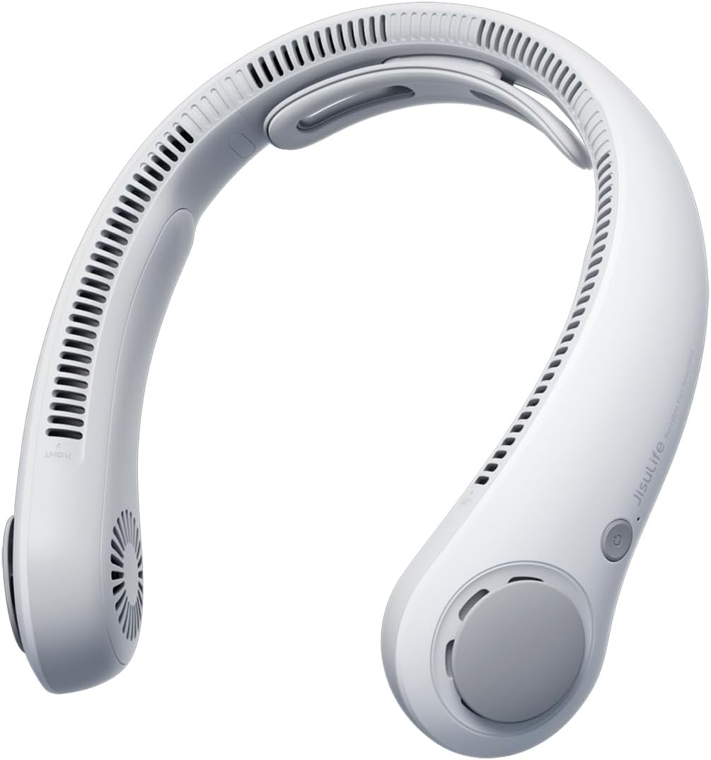 JISULIFE Portable Neck Fan Upgraded: Neckbrace Hands-Free, 5-Speed 5000 mAh