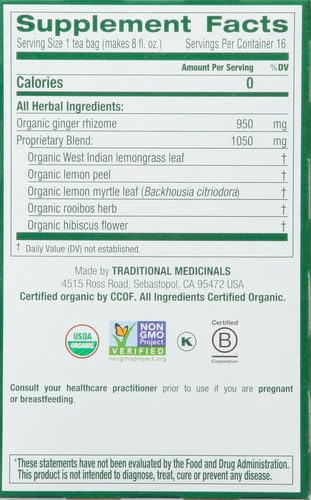 Traditional Medicinals Tea, Organic Triple Mint - Supports Healthy Digestion - Kosher, Non-GMO, Caffeine-Free - 16 Tea Bags