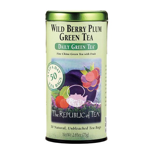 The Republic of Tea Daily Green Wild Berry Plum Green Tea, 50 Count
