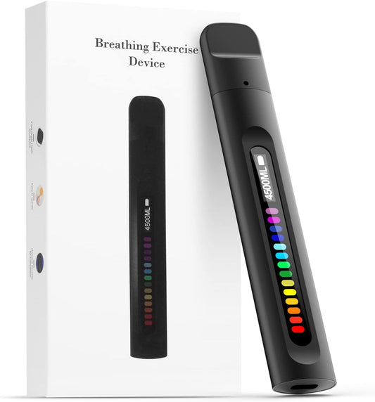 Breathing Trainer with Display, Portable Breathing Exercise Device, Rechargeable Breath Training Tool with Detachable Mouthpieces, Compact Handheld Design for Fitness, Daily Routine and Travel