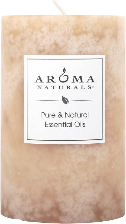 Aroma Naturals Essential Oil Orange and Lemongrass Scented Pillar Candle, Ambiance, 2.5 inch x 4 inch, Yellow