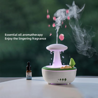 AVEKI Rain Cloud Humidifiers for Bedroom, 280ML Rotating Mushroom Mini Humidifier with Remote &Timer, Dimmable Rain Humidifier Water Drip for Bedroom Sleeping Desk Waterfall Lamp Funny Gift (White)
