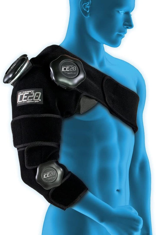 Bownet ICE20 Refillable Arm & Shoulder Ice Pack Compression Wrap for Pain Relief (One Size)