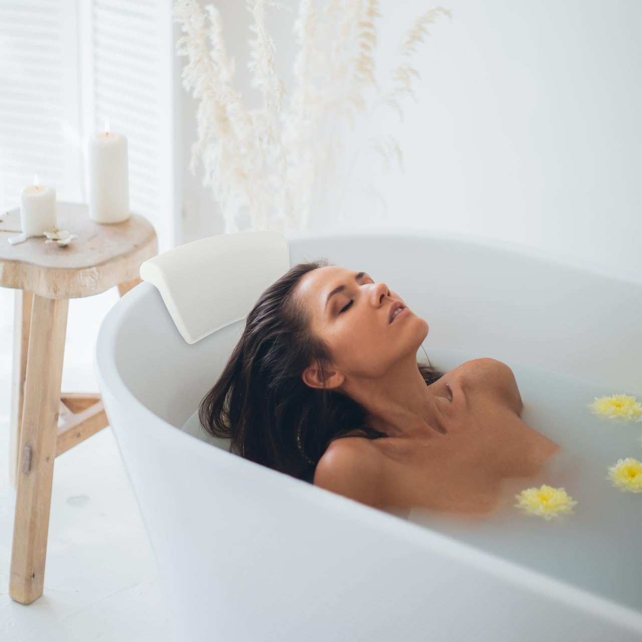 POPETPOP Bath Tub Pillow, Pu Bath Neck Pillows for Tub with 2 Suction Cups | Bath Essentials Neck Pillow for Head and Neck Support, Wave Bath Pillow for Home, Salon, Spa, Bathtub (11.59'' X 5.70'')