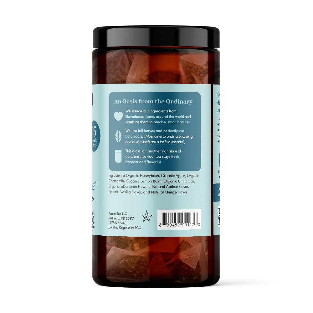 Paromi Chamomile Lavender Rooibos Organic Tea, Signature Jar, 15 Count