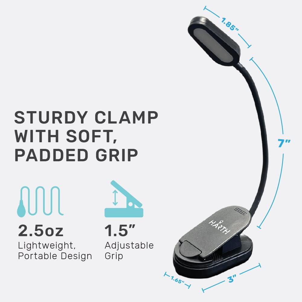 Clip on Book Lights for Reading at Night I 1200 mAh Rechargeable Reading Lights for Books in Bed I Led Clip Lights Book Lovers Gifts I Clip on Lamp Book Reading Light for Bed I Reading Lamps for Bed