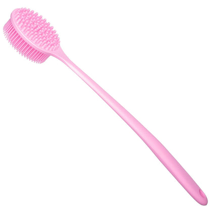 DNC Back Scrubber for Shower Soft Silicone Bath Body Brush with Long Handle (Black)