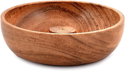 Samhita Acacia Wood Round Incense Stick Holder,Incense Burner, Ash Cather and Aromatherapy Ornament Home Décor (5" x 5" x 1.5")