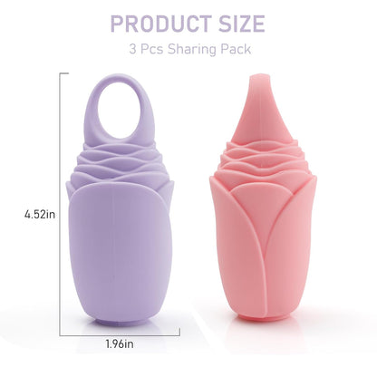 3 Pack Ice Roller for Face, Facial Ice Roller Silicone Mold Reusable for Face Women and Eye Neck Cold Skin Care Tools Freezer De Puff Eye Bags Reduce Migraine Pain Pink 1 + Purple 2