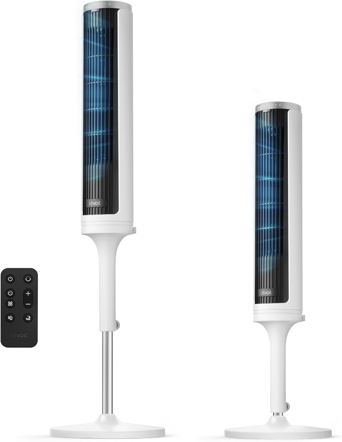 LEVOIT Tower Fan for Bedroom, Standing Fan with 36”-47” Adjustable Height, 90° Oscillating Room Fan, 28dB Quiet for Sleep, 23 ft/s Velocity, 5 Speeds 4 Modes, 12H Timer, Remoter, for Home, White