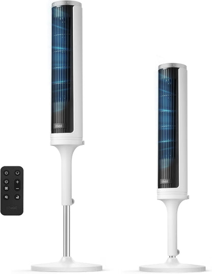 LEVOIT Tower Fan for Bedroom, Standing Fan with 36”-47” Adjustable Height, 90° Oscillating Room Fan, 28dB Quiet for Sleep, 23 ft/s Velocity, 5 Speeds 4 Modes, 12H Timer, Remoter, for Home, White