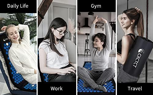 Extra Long Yoga Acupressure Mat Set,Massage Acupuncture Mat Large,Magnetic Mat Acupressure Body mat and Pillow for Neck Back Pain Relief(Grey)