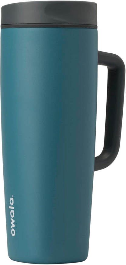 Owala SmoothSip Slider Insulated Stainless Steel Coffee Tumbler, Reusable Iced Coffee Cup, Hot Coffee Travel Mug, BPA Free 12 oz, Pink (Pucker Up)