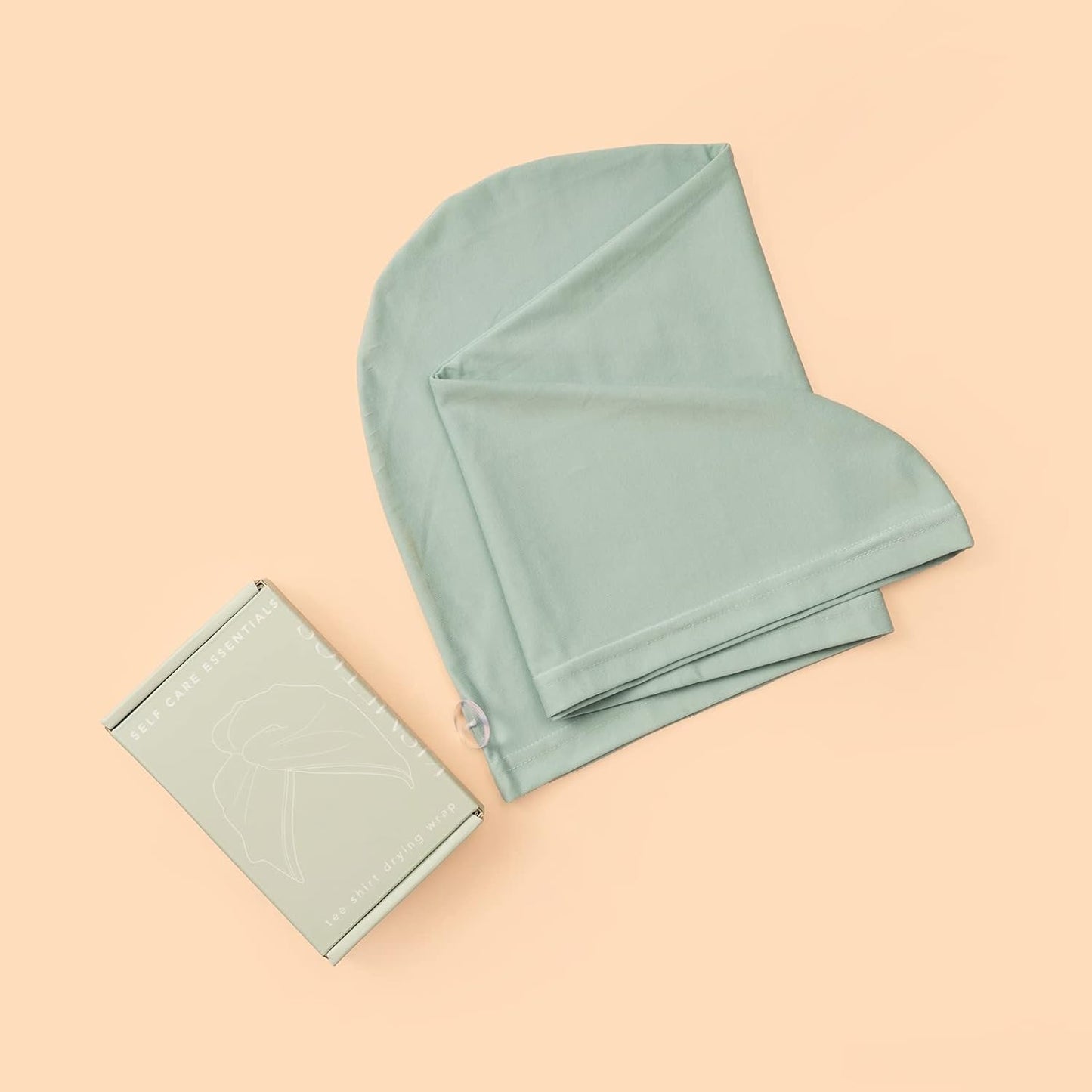 2 Pack T-Shirt Hair Plopping Towel for All Textures - Cotton Blend Water Absorption Turban with Secure Button - Moisture Gentle Styling and Setting Wrap - Sage & Pink