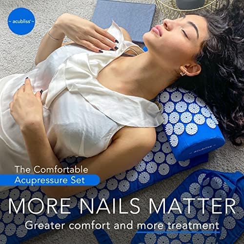 Premium Acupressure Mat, 8,358 Acupuncture Pressure Points for Back Pain Relief, Increased Energy, Relaxation with Drawstring Bag, 26x16x1", Blue