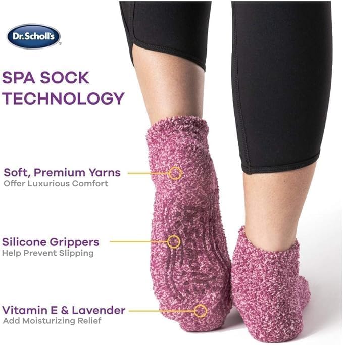Dr. Scholl's Womens Low Cut Soothing Spa - Lavender & Vitamin E Infused 2 3 Pair Packs Bottom Grippers Sock, Blue, Pink/Blue, 4-10 US