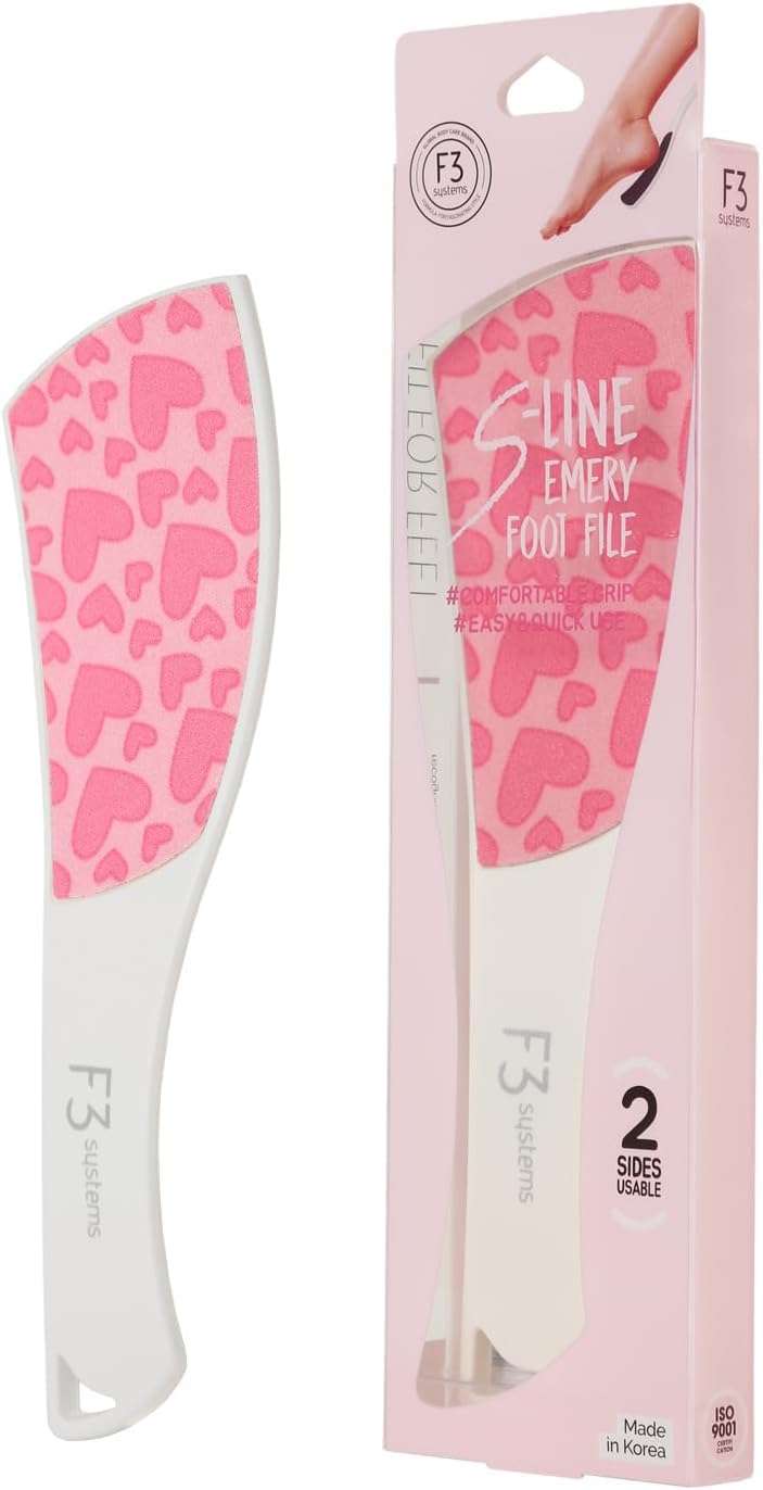 S-Line Emery Foot File, Colossal Double-Sided Pedicure Tool, Effective for Cracked Heel, Ergonomic Design for Easy Grip (White)