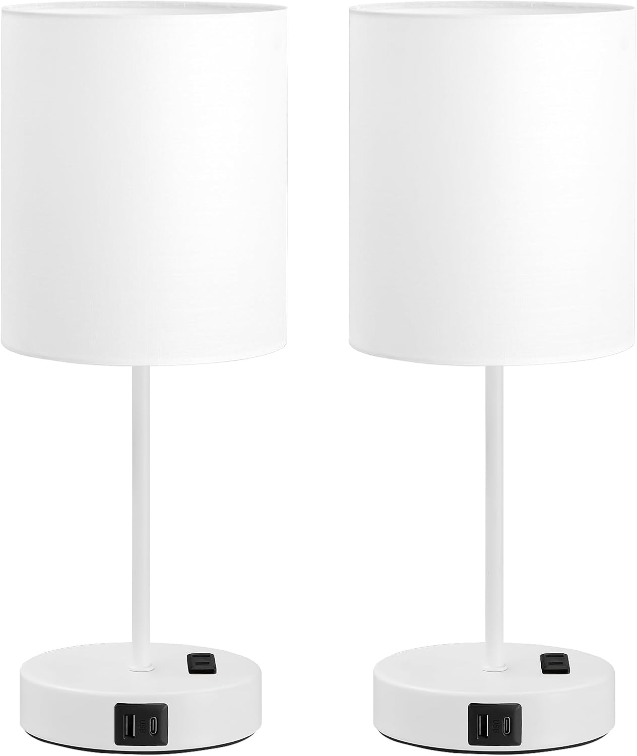 Blue Touch Lamps for Nightstand Set of 2 - Bedside Table Lamp for Bedroom with Dual USB Ports & AC Outlet, 3-Way Dimmable Lamps for Living Room Boys Room, Night Light with 5000K Daylight Bulbs