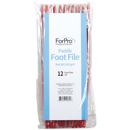 ForPro Professional Collection Pedicure Paddle Foot File, Double-Sided Foot File for Heels, Disposable & Sanitizable, 80/120 Grit, Red, Pack of 12