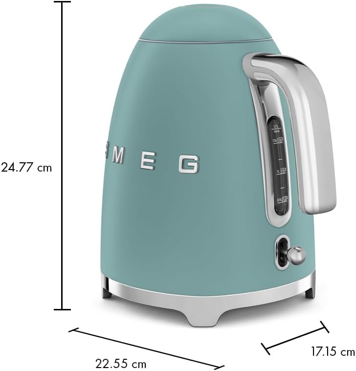 SMEG KLF03 Electric Kettle 1.7L (7 Cup), Retro Hot Water Boiler for Tea & Coffee, Fast Boiling, Auto Shut-Off, Soft Open Lid, 360° Swivel Base Countertop Kettle – Matte Champagne
