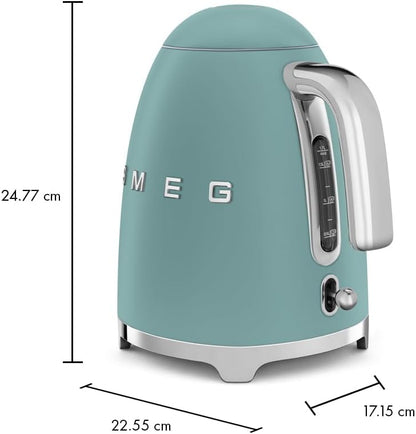 SMEG KLF03 Electric Kettle 1.7L (7 Cup), Retro Hot Water Boiler for Tea & Coffee, Fast Boiling, Auto Shut-Off, Soft Open Lid, 360° Swivel Base Countertop Kettle – Matte Champagne