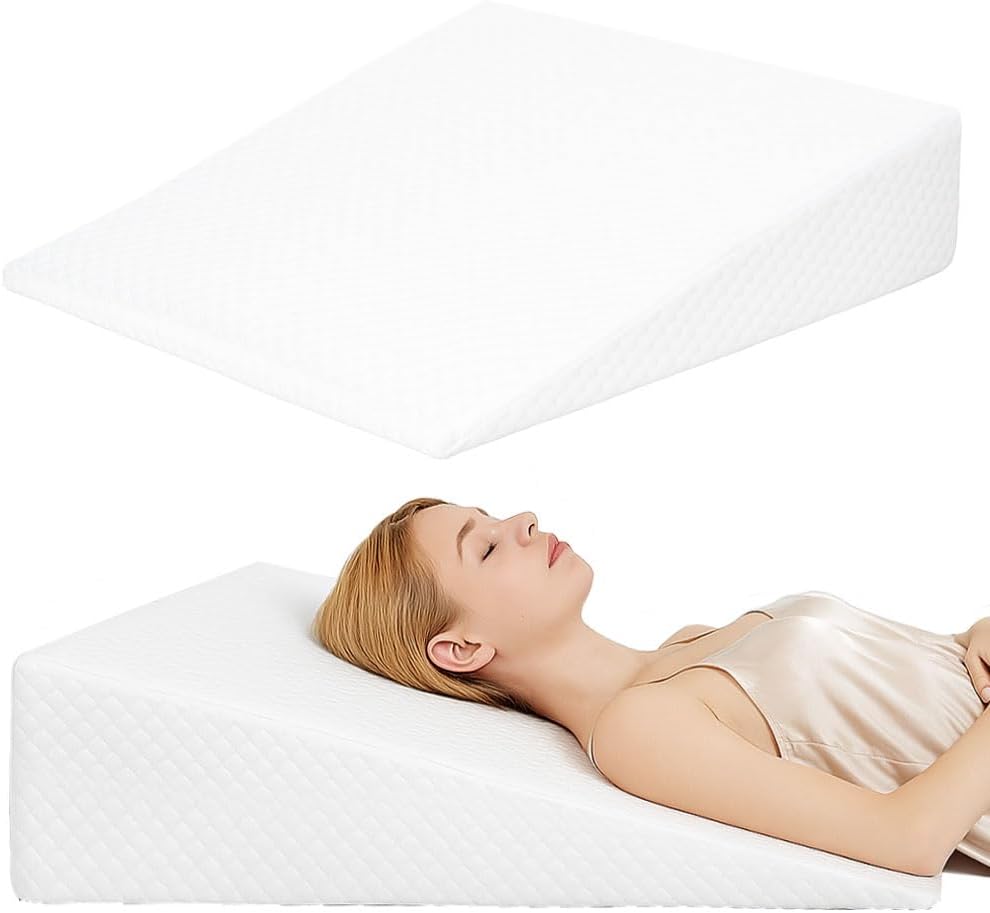 VADSBO Wedge Pillow, Bed Wedge Pillows for Sleeping, Snoring, Back Support, After Surgery, Foam Triangle Pillow, Removable Washable Cover (Gray, 5in)