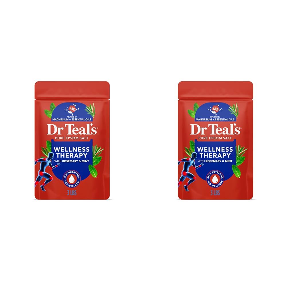 Dr Teal's Epsom Salt Magnesium Soak, Wellness Therapy with Rosemary & Mint, 3 lbs
