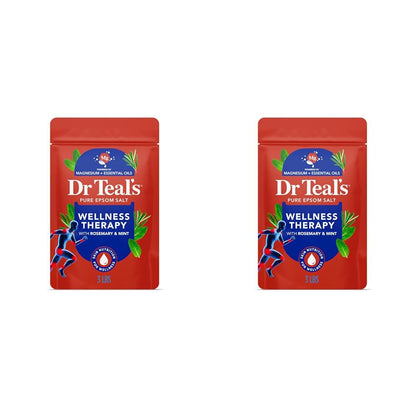 Dr Teal's Epsom Salt Magnesium Soak, Wellness Therapy with Rosemary & Mint, 3 lbs
