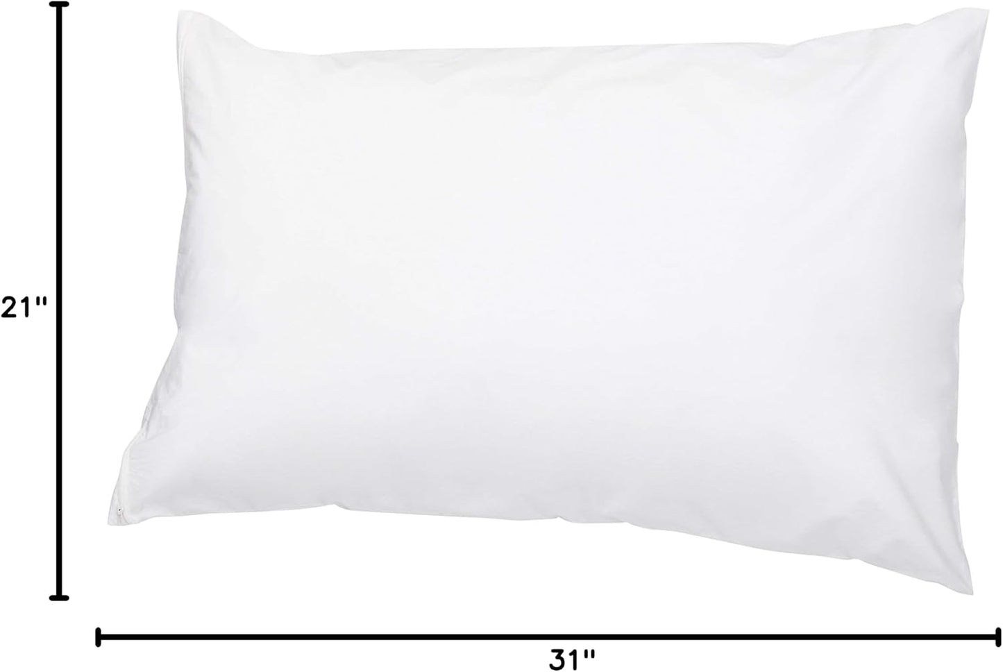 Amazon Basics Standard Breathable 100% Cotton Hypoallergenic Pillow Protector with Zipper, Machine Washable, White, 27 x 21 Inches, Pillows Not Included