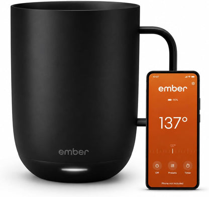 Ember Temperature Control Smart Mug 2, 14 Oz, App-Controlled Heated Coffee Mug with 80 Min Battery Life and Improved Design, Black