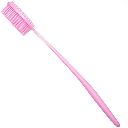 DNC Back Scrubber for Shower Soft Silicone Bath Body Brush with Long Handle (Black)