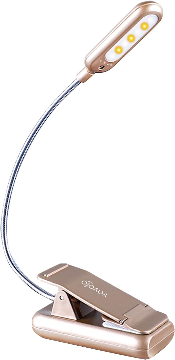 VAVOFO Clip On Book Light for Bed Kids, 7 LED Reading Light with 9-Level Warm Cool White Daylight, Eye Care Lamp with Power Indicator for Bookworms (Blue)