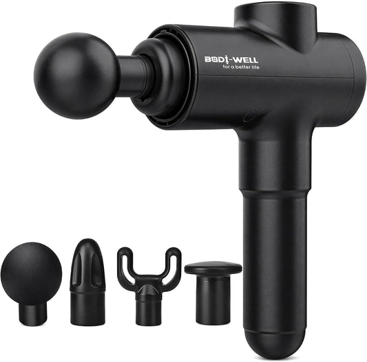 Massage Gun Deep Tissue - Back Muscle Massager w/High Torque Motor for Back Pain, Shoulder, Neck, Body, 4 Heads All Muscles Recover & Massage
