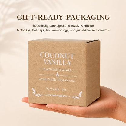 Soy Candles Set of 4, 9oz Natural Soy Wax Aromatherapy Candles, Home Scented Candles with 4 Scents (Lavender, Amber Sandalwood, White Sage, Coconut Vanilla), Gifts for Mom, Women, Relaxation, Yoga
